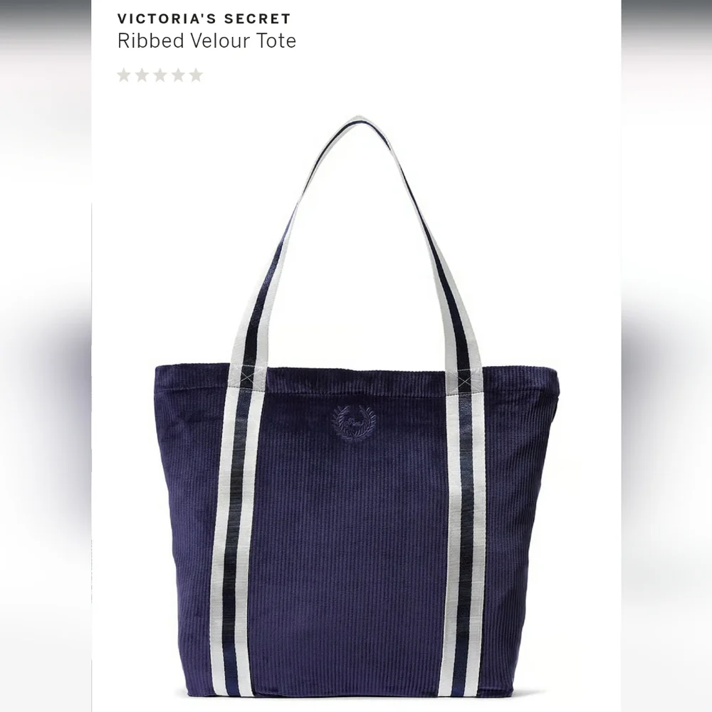 Victoria's secret pink ribbed velour tote navy blue